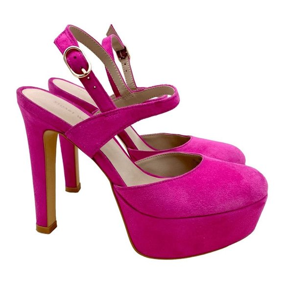 Stuart Weitzman Suede Avenue 130 Platform Stiletto Barbie Pink Size 5B NEW! - Picture 11 of 11